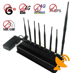 All in one Cellular Phone Signal Jammer GPS VHF UHF 8 Antennas High Power