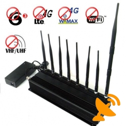 All in one Mobile Phone Signal Blocker Wifi VHF UHF 8 Antennas High Power