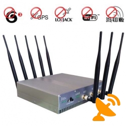 Ultimate 8 Antenna 3G Cellular Phone GPS Lojack Wifi 315Mhz 433Mhz Jammer